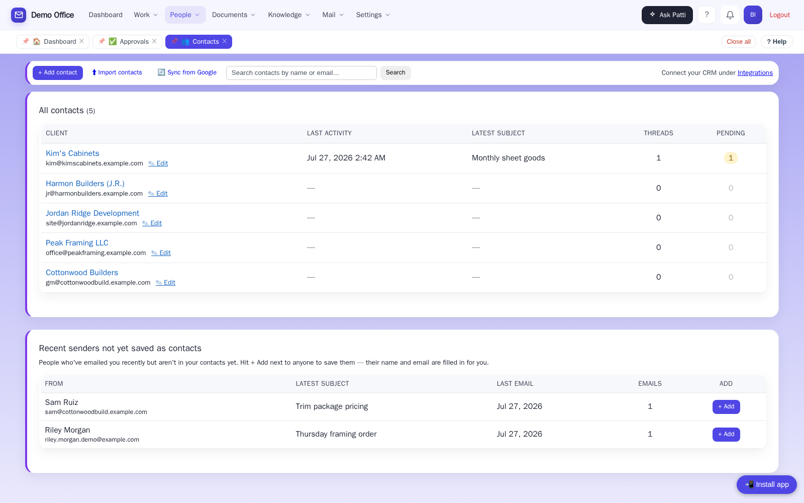 Contractor account records